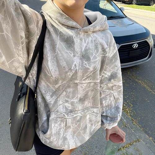 Unisex Casual Tree Print Hoodie, Sweatshirts, Loose-Fit