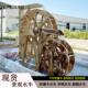 户外水车防腐木景观水车木质风水轮水池流水摆件手摇水车现货
