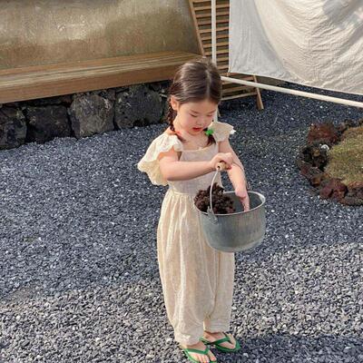 Vintage Floral Embroidery Toddler Girls Romper Summer Bowkno