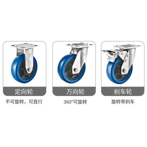 重型304不锈钢蓝橡SRCXT锈胶脚色轮45寸6寸8寸镜面抛光防水防寸万