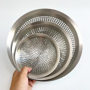 TTANG沥水盘304不锈钢家用圆形过滤盆篮洗菜厨房隔油炸滤油网架