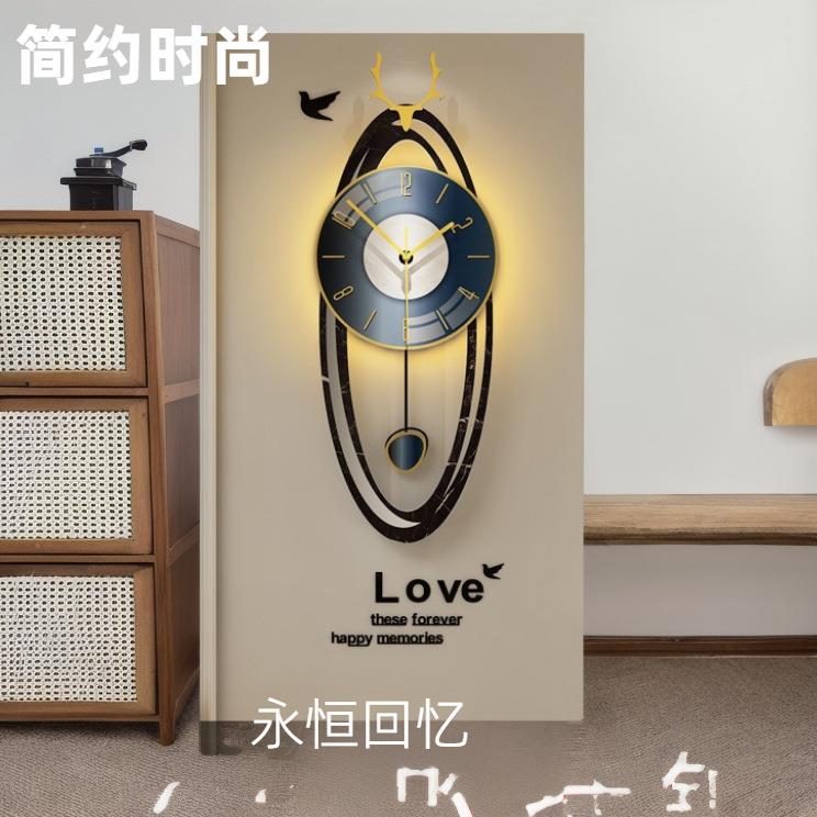 现代轻奢钟表欧式挂钟客厅创意简约新款家用时尚大气壁挂墙时钟灯