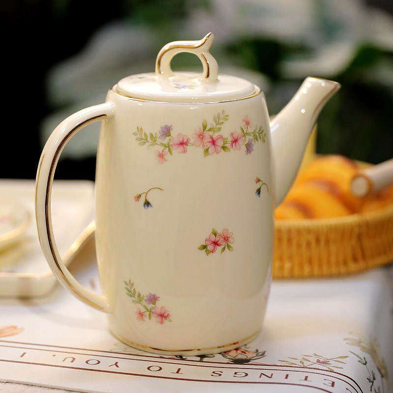 法式精致花茶壶家用泡茶壶陶瓷冷水壶高级感轻奢喝水杯子家用办公