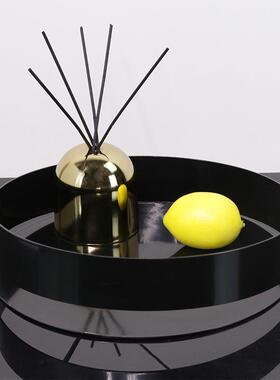 约现代黑简色圆形餐收纳托盘摆件VAJ客厅装桌果盘软饰品摆设