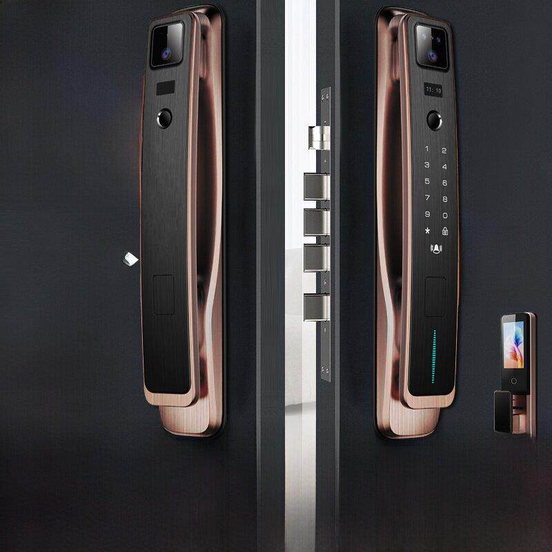 双开门人脸识别智能大门锁 指纹锁家用别墅防盗门猫眼电子密码锁