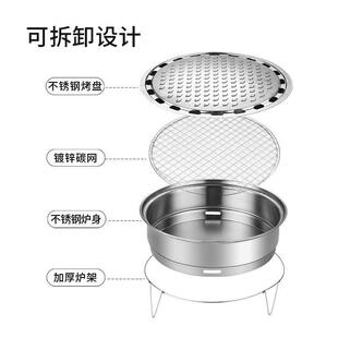 TSX锈钢烤一次性烧炉便不携烤小型野营家用户外木炭盘无烟外卖烤