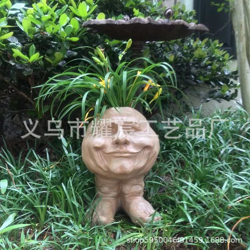 Muggly's The Face Statue Planter滑稽麻瓜脸雕塑搞怪表情花盆