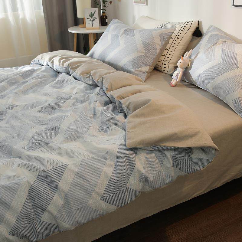高档北欧简极简风中性床男单被套约棉三件套单人双人纯床上全棉四