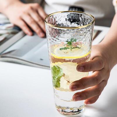 玻璃杯水杯女啤酒杯家用牛奶茶杯男ins风饮料咖啡杯水杯杯架创意