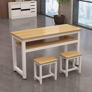 课桌椅双层电脑桌课桌椅培训机构一体椅子双人三人位会议培训课桌