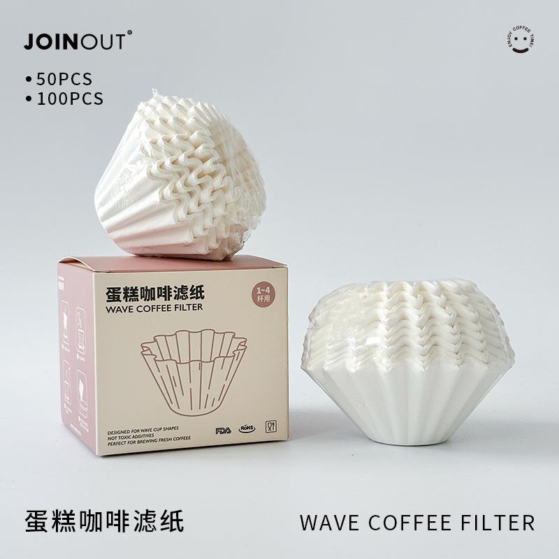 手冲咖啡滤纸蛋糕滤纸平底滤杯过滤纸155碗型滤纸波浪形1-2杯份