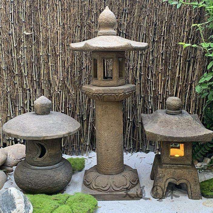 太阳能石灯笼青石仿古做旧石灯宫灯庭院灯草坪灯日式庭院装饰摆件