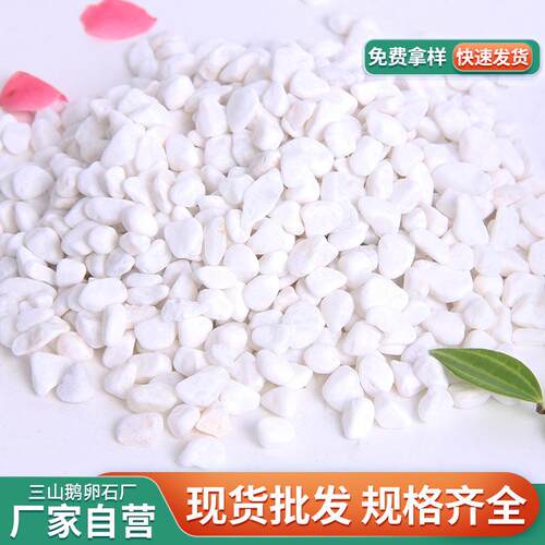 白色机制鹅卵石雪花白 厂家鱼缸造景白色小石子盆栽多肉铺面