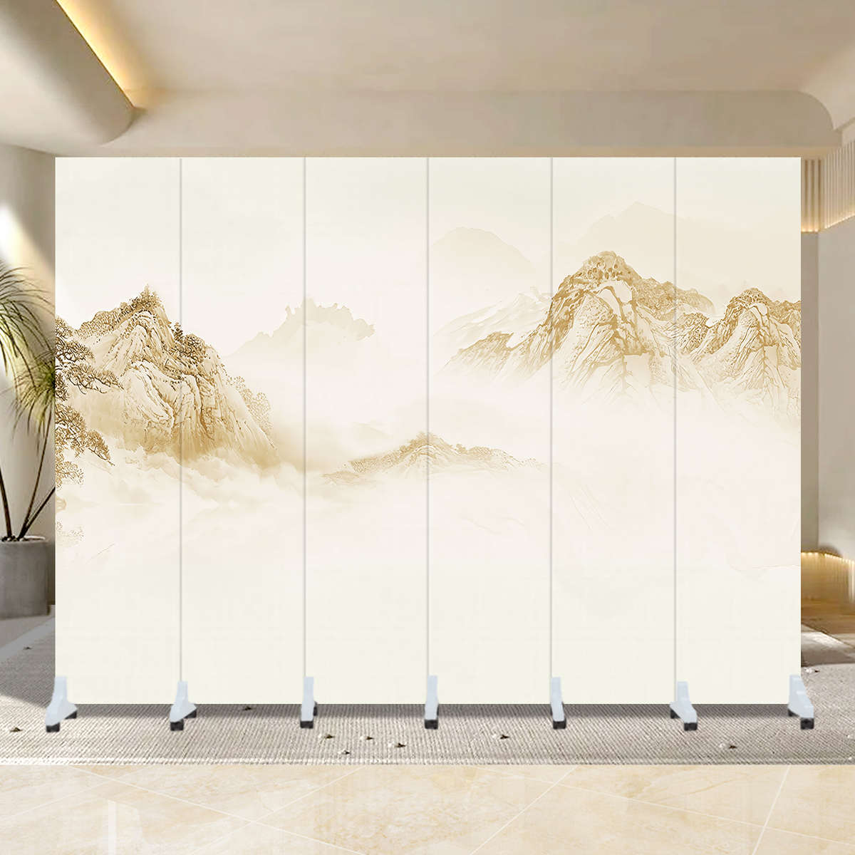 屏风隔断客厅入户新款家用办公室美容院新中式移动轻奢隔断墙背景