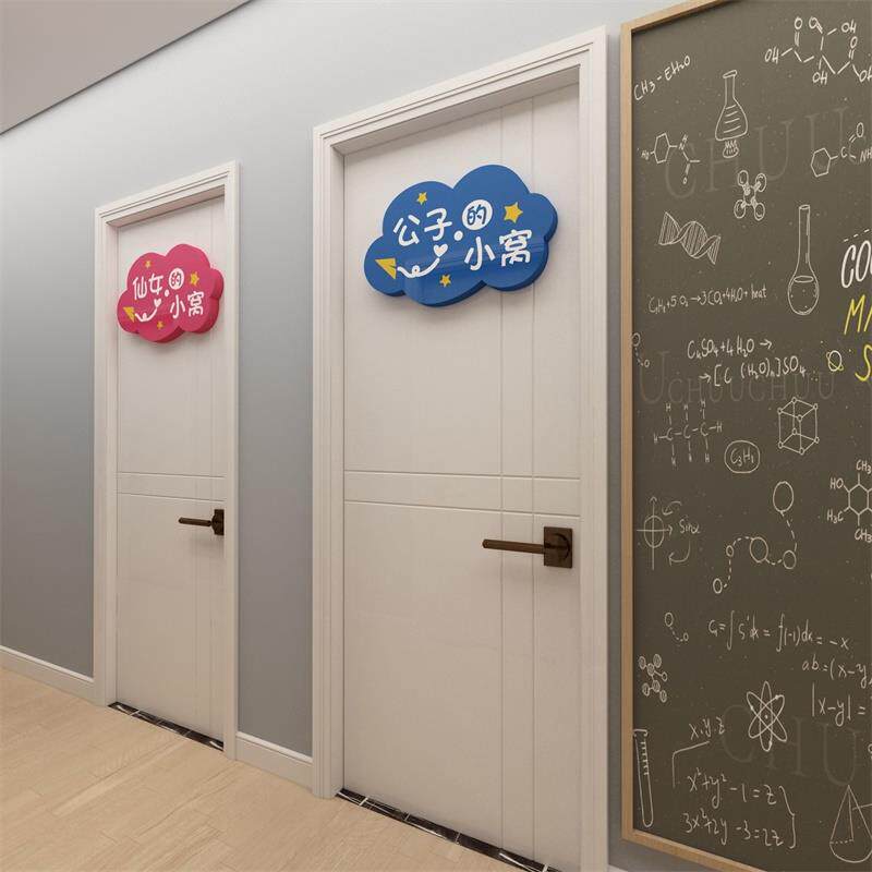 公主女孩儿童房间布置墙面装饰卧室入户门贴纸画挂牌压克力3d高级