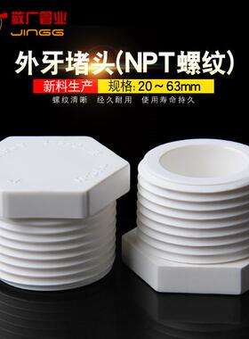 PVC外丝堵头4分6分1寸外螺外牙堵水管配件外六角塑料塞头闷盖管帽