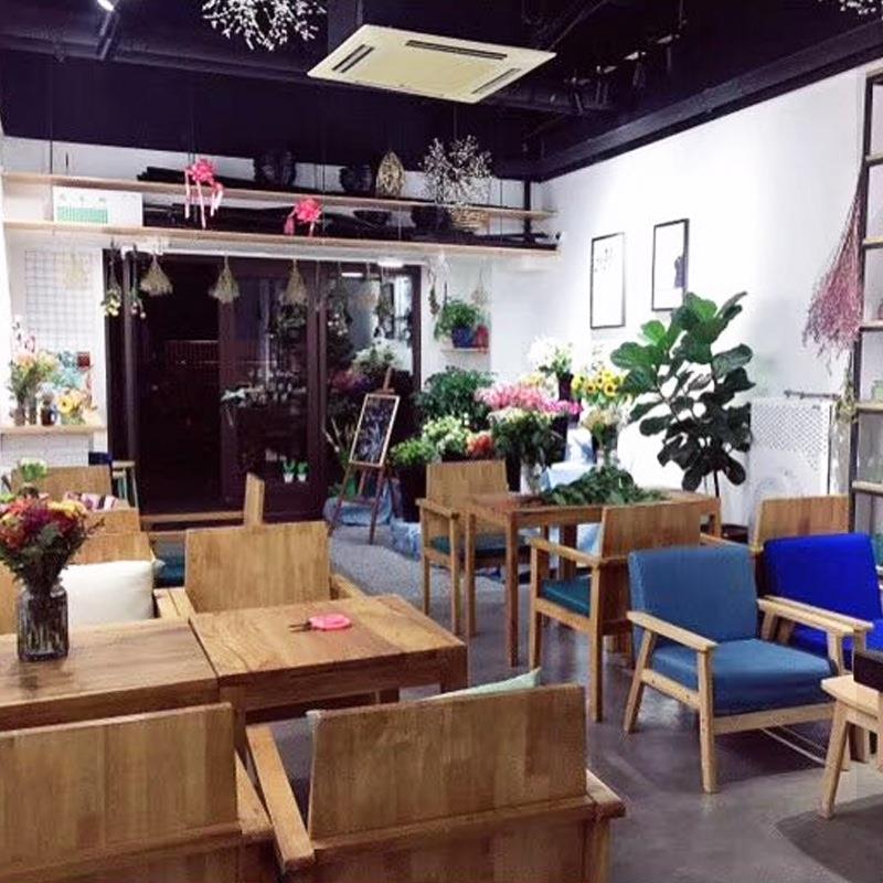 咖啡个性奶茶店厅甜品店西餐厅loft实木老榆木桌椅复古餐厅家具