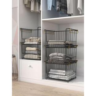 批发厨房置物架多层落地金属铁艺收纳筐网格篮大号可叠加水果蔬菜