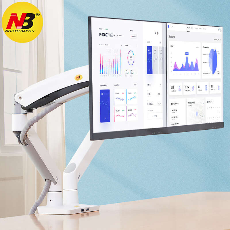 NB F195A双屏显示器支架上下桌面铝合金电脑屏幕大屏支架22-32寸