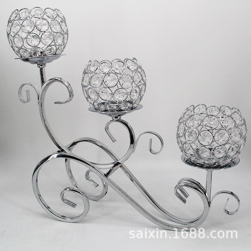 装厂家婚橱窗铁摆146件浪漫婚礼庆典饰品电镀艺水晶蜡烛台庆布置