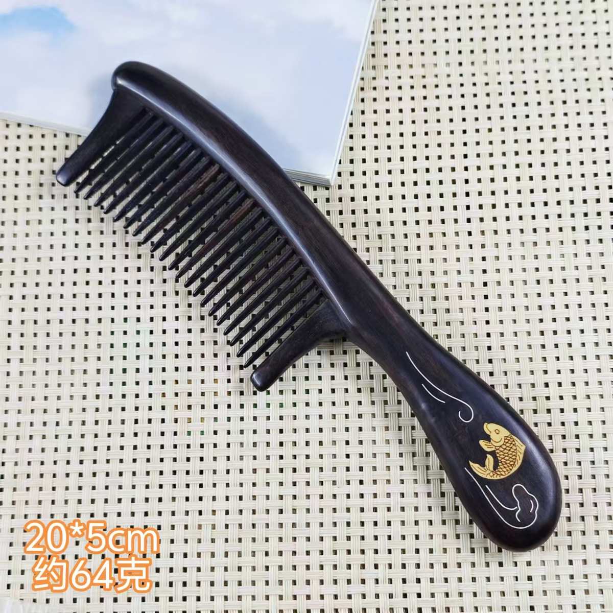 厂家紫光檀手工插齿镶嵌拼接木梳女生家用顺发工艺品梳批发礼品梳