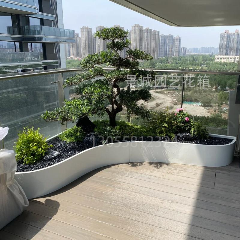 定制户外园艺不锈钢花箱异形外摆花坛弧形阳台种植箱铁艺花盆花槽
