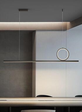 791餐厅吊灯现代简一饭厅灯式意极简字长条约办公室餐桌吧台全铜