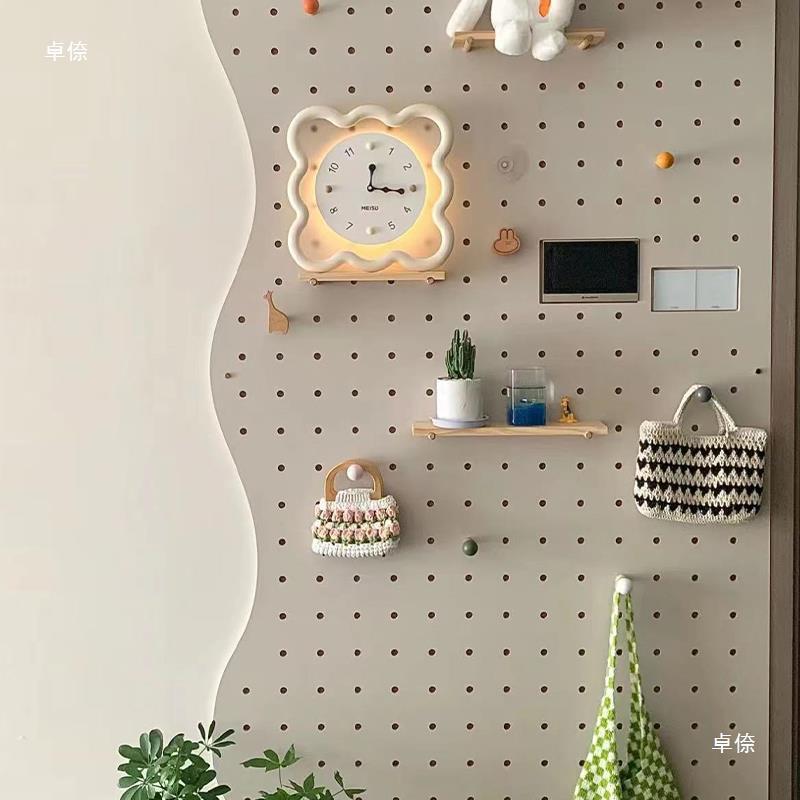 木洞洞墙上物架置隔板层板收纳墙面装饰tj#lznhu实云朵波板浪入户