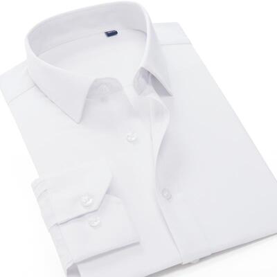 高档中老年袖衬灰色衬衫士加肥加大码胖子肥佬弹长力职业装工男装