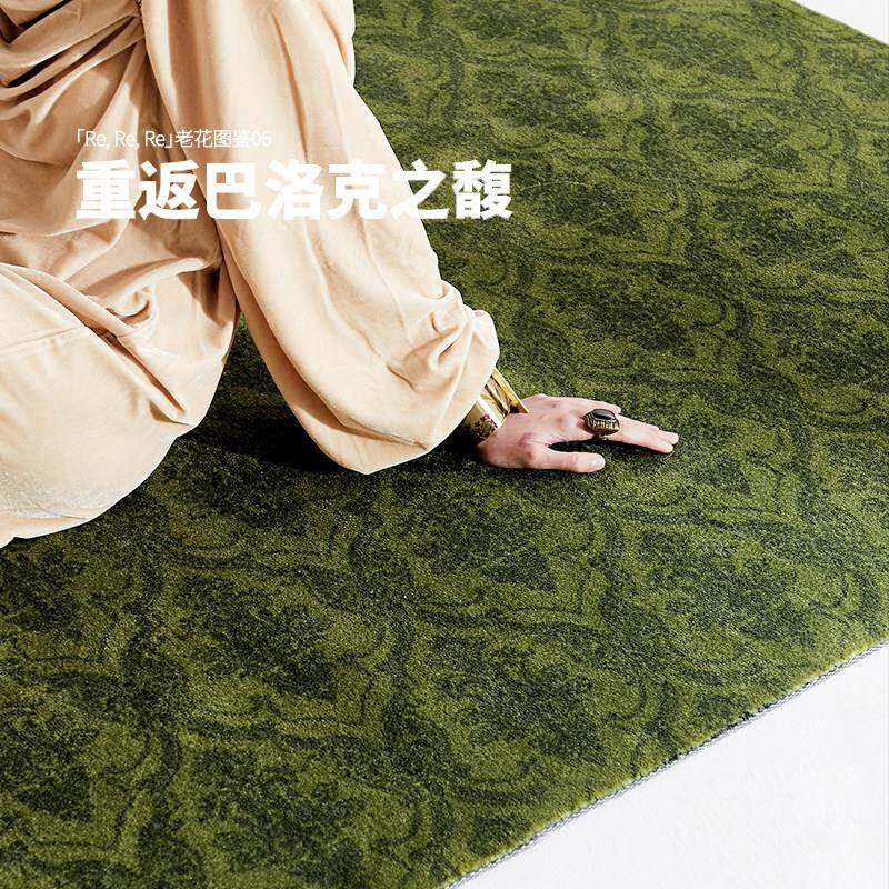 暗岛.巴洛克 复古轻奢绿色美法式客厅卧室衣帽房间布置圆形地毯垫