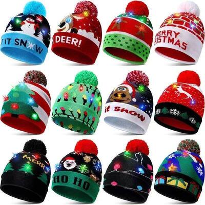 Christmas Hat Year Xmas Party Decor Creative Flashing Led Li