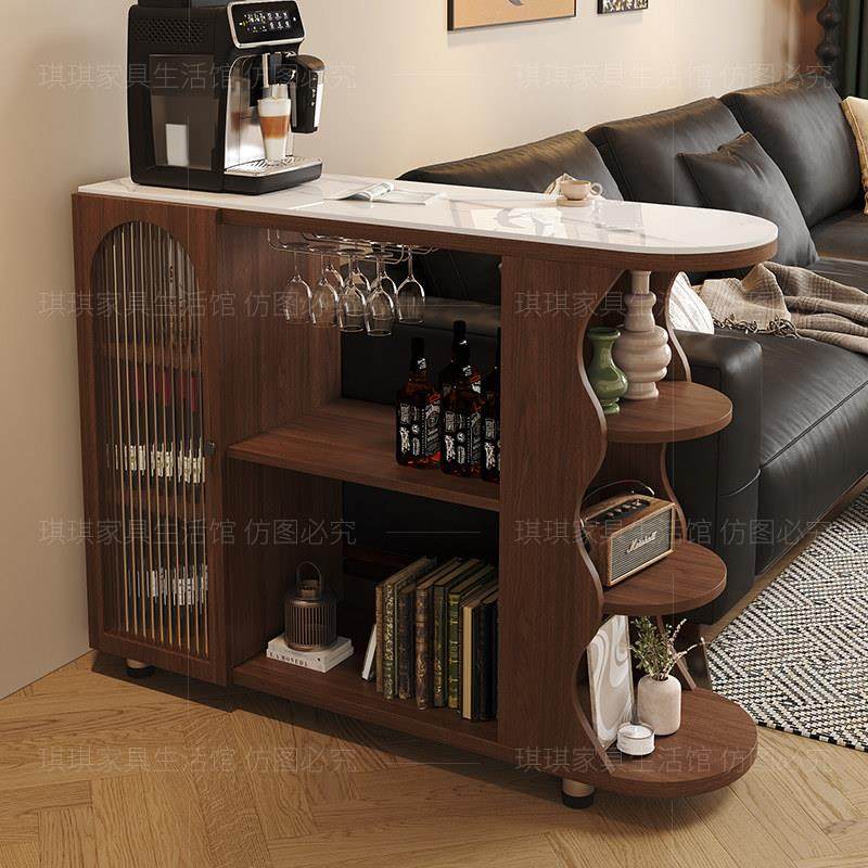 实木覆古风岩板吧台桌长条桌客厅沙发边隔断柜酒柜一体小户型家用,住宅家具,吧台,淘宝优惠券,粉丝福利购,淘宝优惠卷