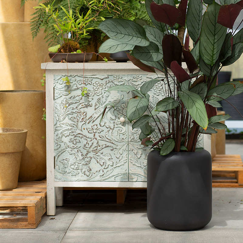 花盆植水泥镁轻兰简风竹百合客厅艺术花盆泥奢高级花盆感圆柱极绿