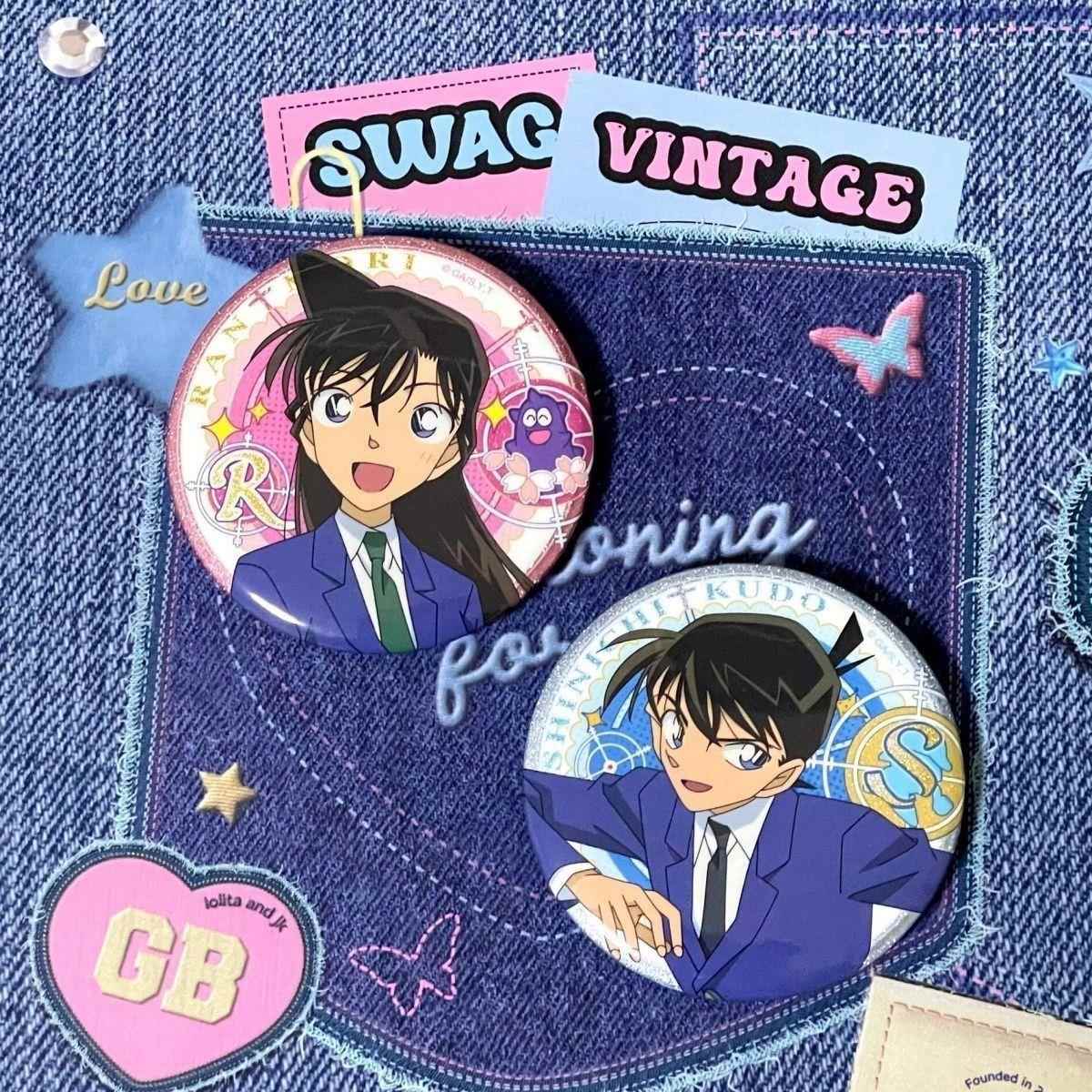 新款名侦探柯南工藤新一毛利兰吧唧高颜值马口铁徽章送朋友闺蜜