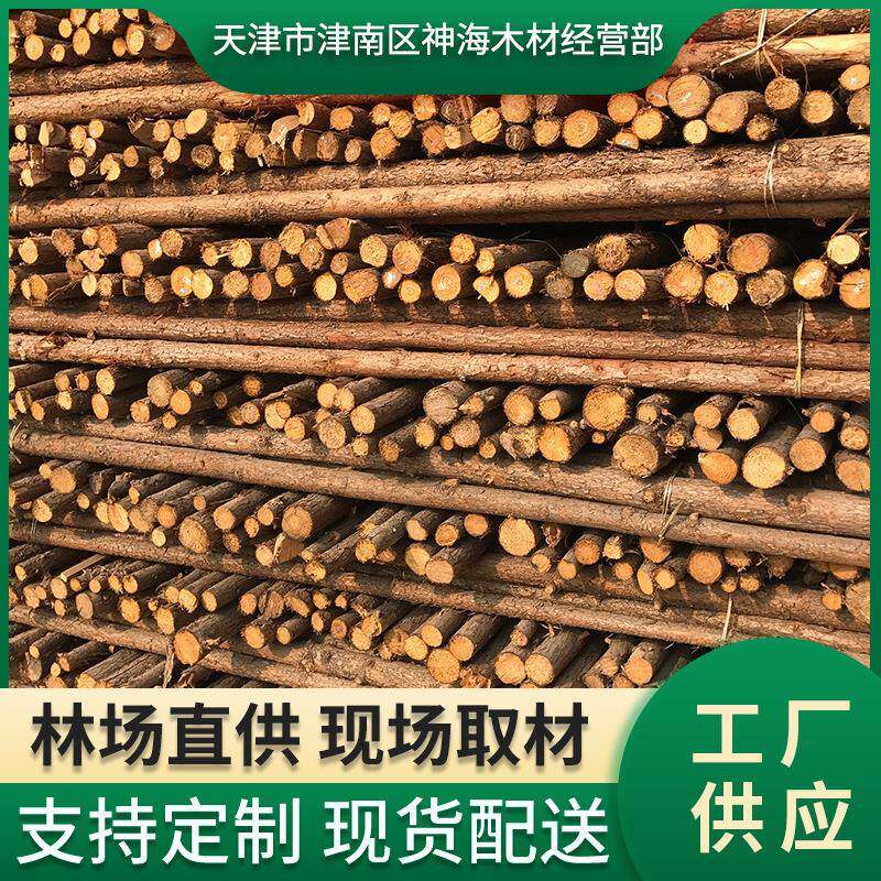 天津北京河北厂家供应杉木杆园林绿化支撑杆高压防护架线杆实木