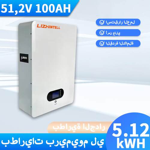 51.2 v100ah فولت بطارية Lifepo4 مثبتة على