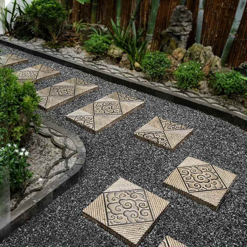 溥畔年 庭院铺地文化石中式汀步石引路汀步石户外草地装饰摆件祥