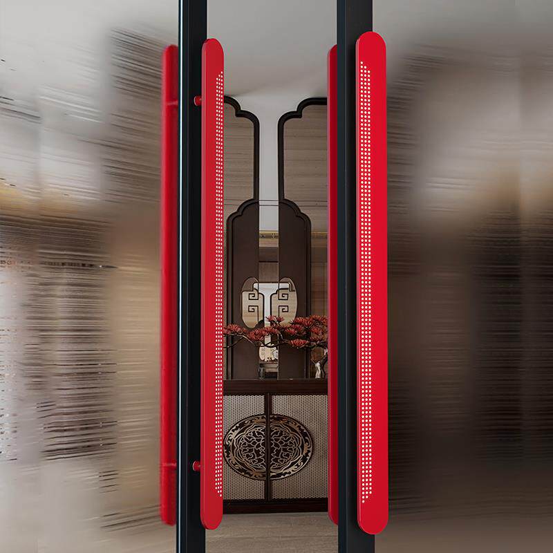 新中式玻璃大门拉手双开酒店商铺高档实木门把手有无框门定制LOGO