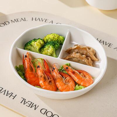 陶瓷食堂打饭专用三分格隔饭盒减脂肥餐盘盒上班族餐211饭碗带盖