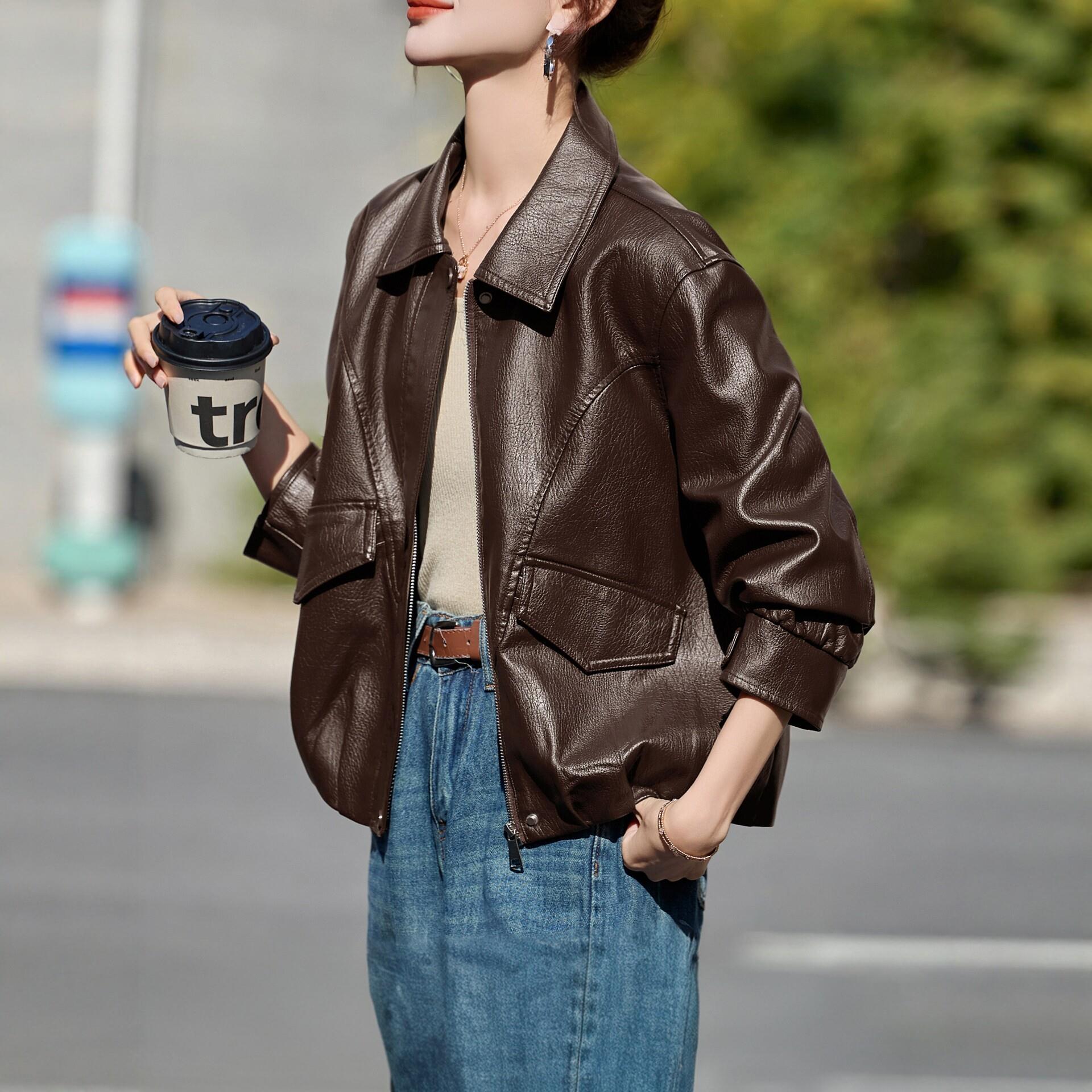 真皮绵羊皮短款皮衣女2026春秋新款时尚洋气显瘦高级感皮夹克外套