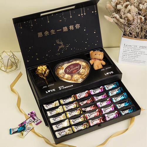 创意巧克力礼盒装休闲零食新年年货节送男女朋友高端表白礼物