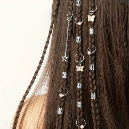 28Pc Hair Braids Cuffs Hair Charms Dreadlock Jewelry Braid J