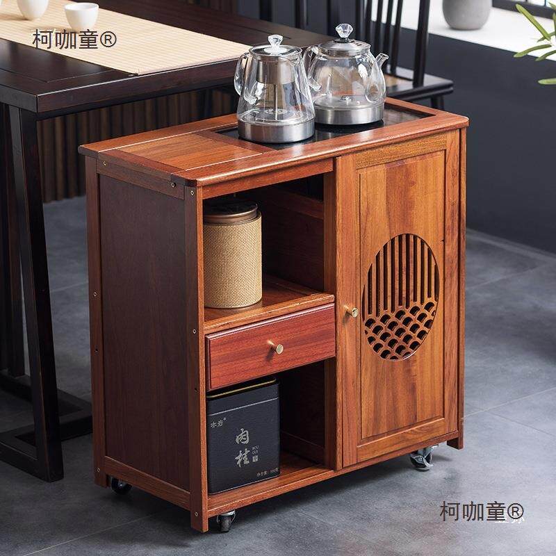 动水柜柯咖童茶移台茶桌边柜侧柜实木下置茶壶物架水桶烧水一体茶