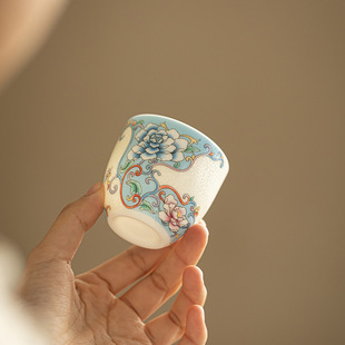 德化茶具羊脂玉珐琅彩茶杯主人杯品茗杯岩茶茶具茶盏功夫茶器