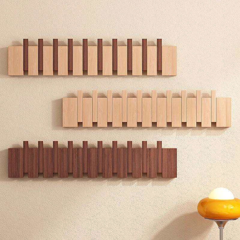 钢琴键墙上挂衣钩实木壁挂钩卧室玄关入户门门后免打孔收纳衣帽架