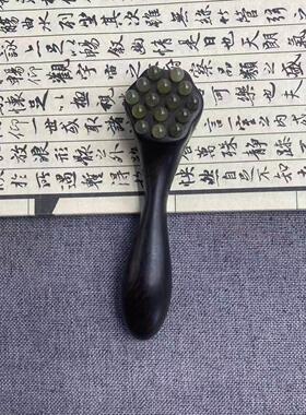 绿檀木眼部按摩器如意羊角珠经络梳眼周按摩仪点穴拨筋棒朱雀三啄