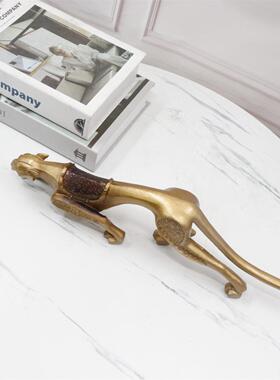 新中式摆件金属行者豹创意礼品别墅 酒店 节日送人办公室软装饰品