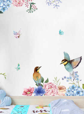 梵汐喷绘pvc可移除水墨花鸟墙贴玻璃贴家居室内装饰墙贴画FX82025