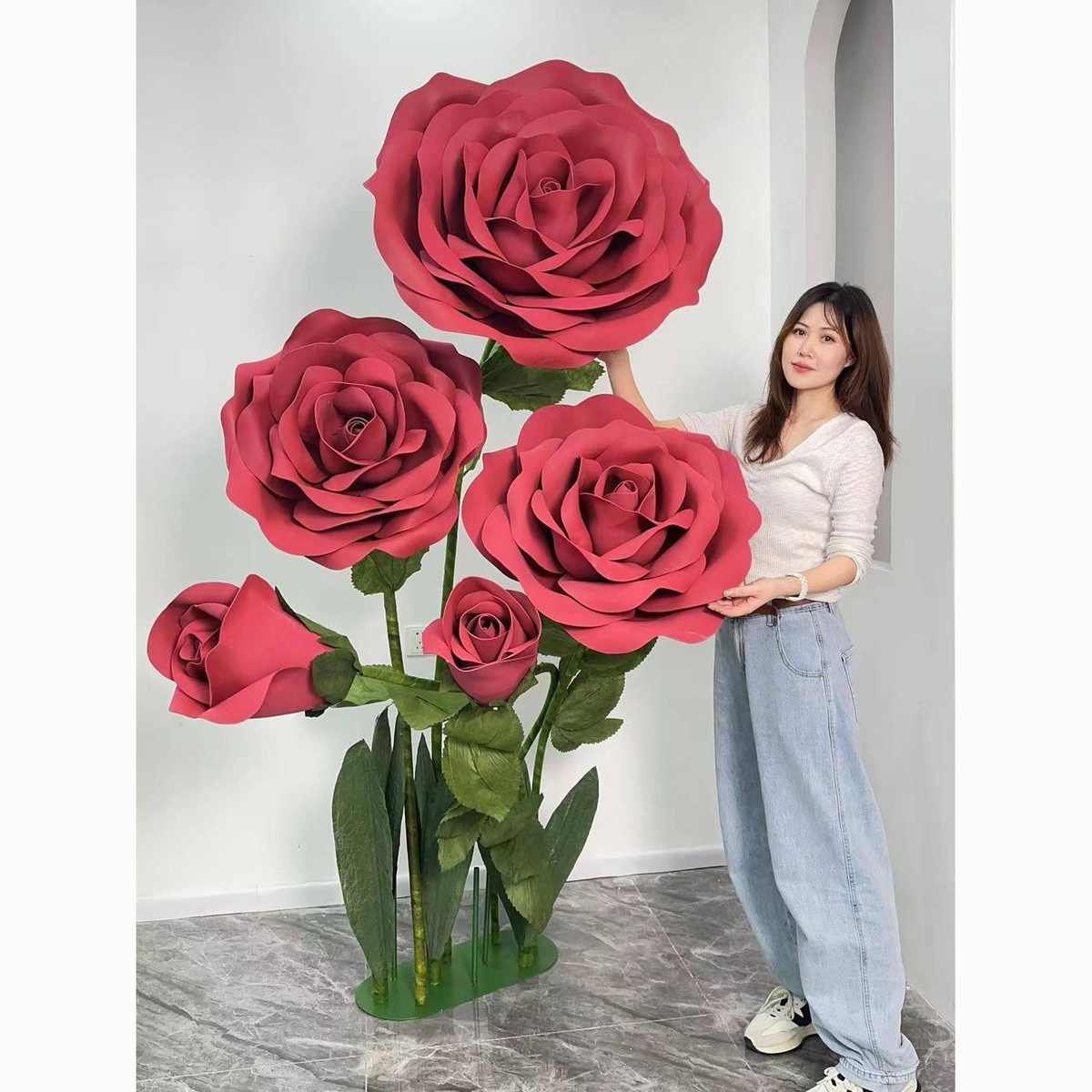 巨型手工EVA玫瑰花仿真商场橱窗直播摆件情人节场景布置户外防水