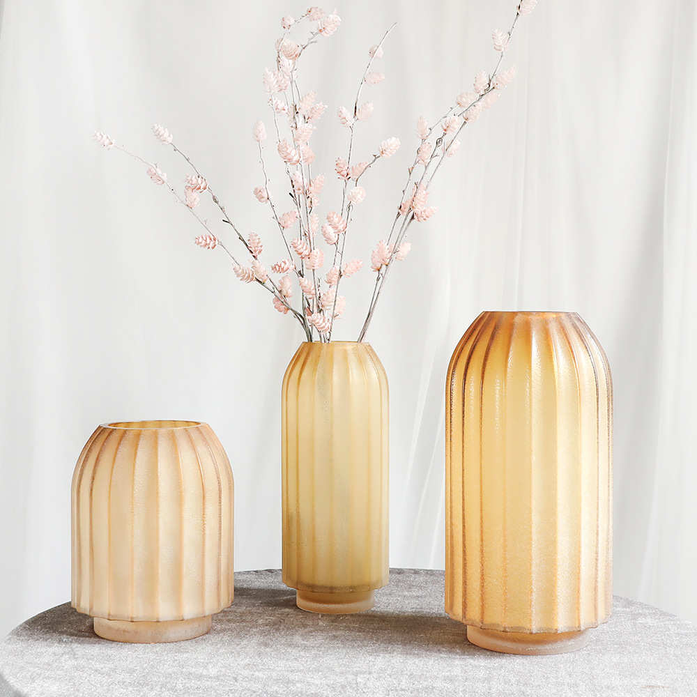 视远磨砂玻璃花瓶高级感轻奢创意北欧风轻奢批发花器摆件装饰ins